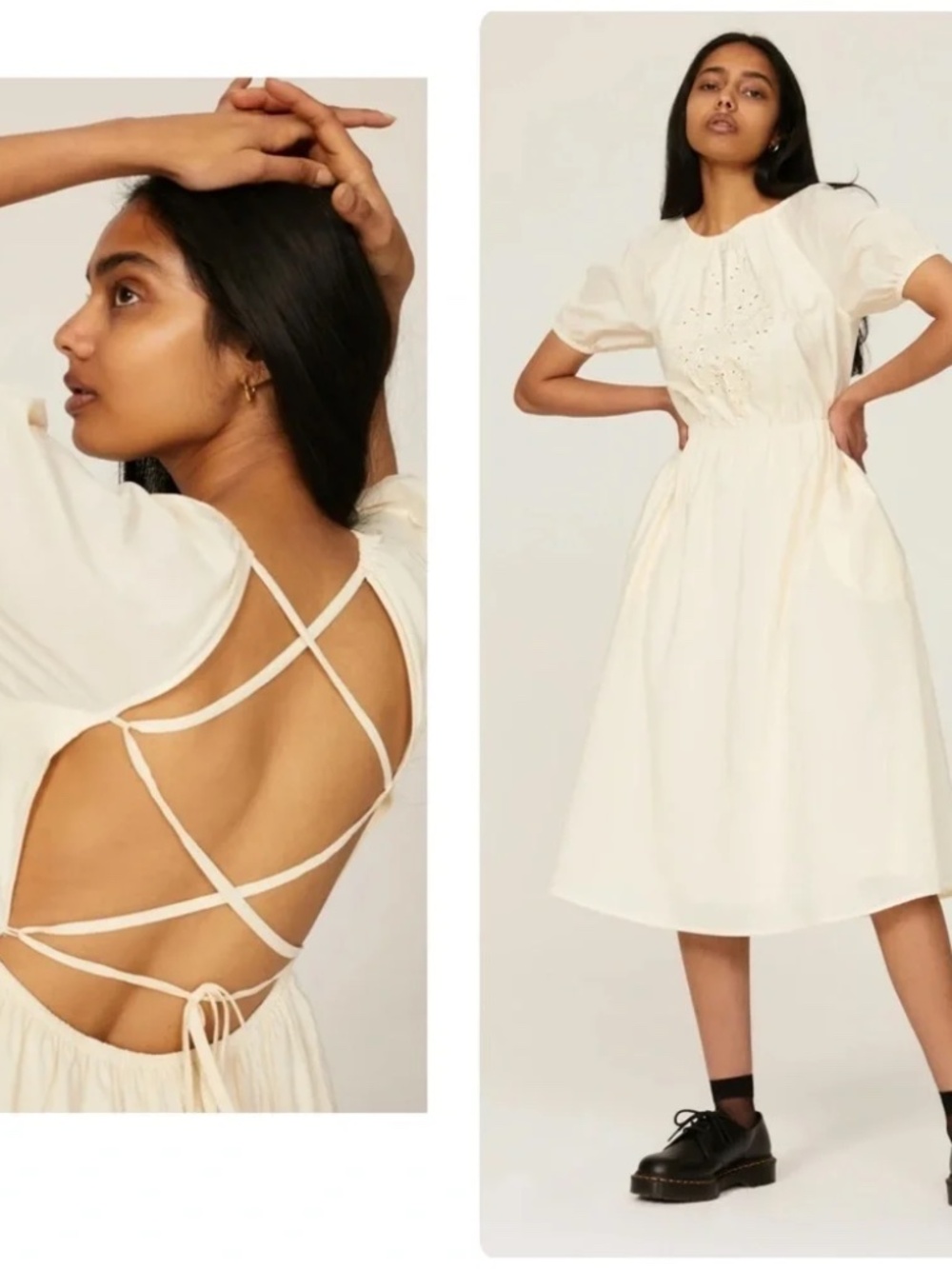 Pamela Love Embroidered Butter Yellow Corset Tie Back Midi Dress sz XS